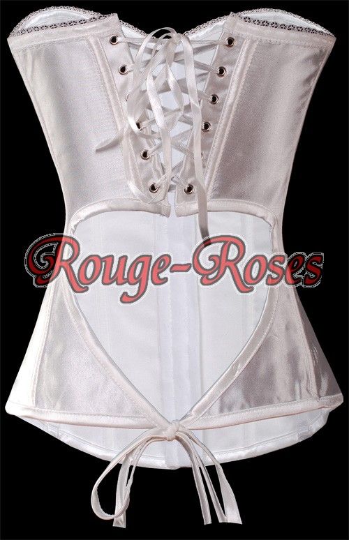 Sexy White Sweetheart Overbust CORSET Bustier 6PC S 6X  