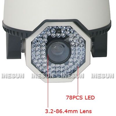 27X Zoom Outdoor Security CCTV PTZ Camera 480TVL SONY CCD 78PCS IR 