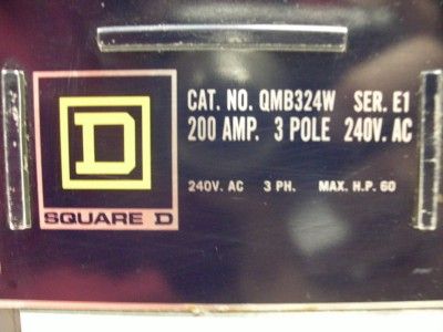 Square D QMB 200 Amp Fusible Disconnect QMB324W 240 VAC  
