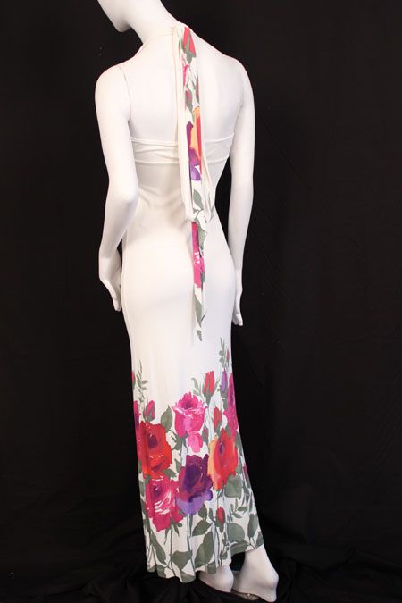 750 Valentino RED Dress Jersey Maxi Flowered 40 4 S #0008F5  