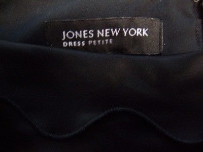 JONES NEW YORK Black Stretch Satin Cocktail Dress 8 8P  