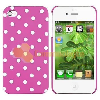   Polka Dot Cover Case+Clear Screen Protector For Apple iPhone 4 4S
