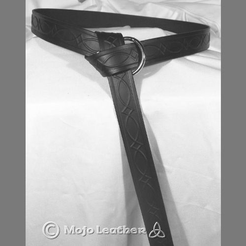 Embossed Leather Ring Belt 1 1/2 SCA LARP Renaissance  