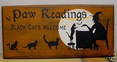 Primitive Halloween Wood Sign   LARGE Paw Readings  