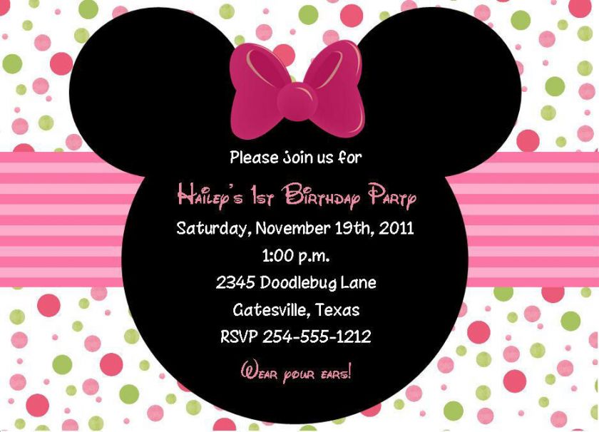 24 Minnie Mouse Birthday Invitations  