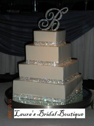 Foot 5 Row Rhinestone Crystal Wedding Cake Ribbon  