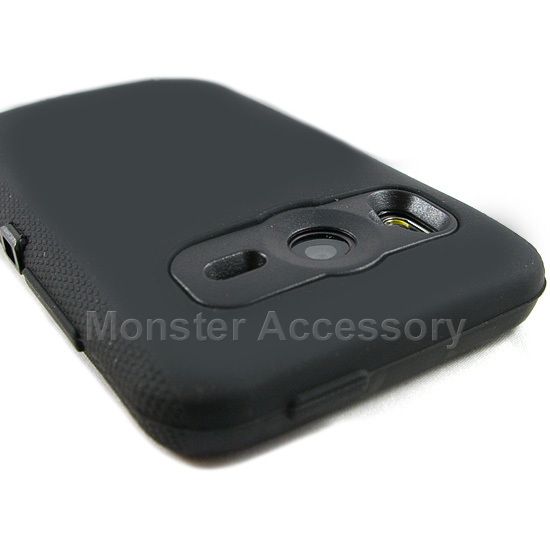 Black Double Layer Hard Case Cover For HTC Desire HD  
