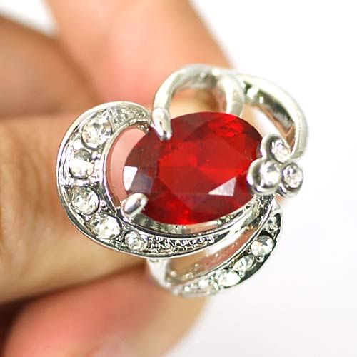   GP Oval Gemstone CZ Zircon Finger Ring Jewelry Size 5.5 6.5 8 9  