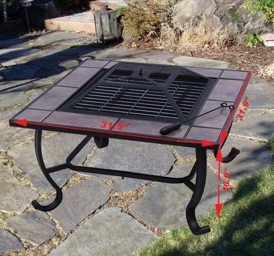 Outdoor Patio Square Fire Pit Metal Stove BBQ Grill Fireplace  