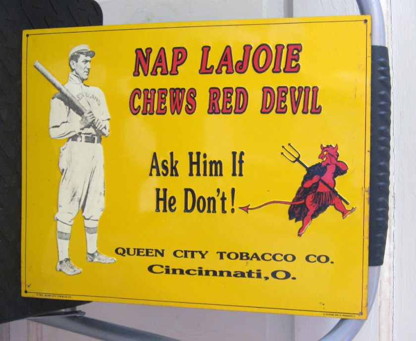   Chewing Tobacco Metal Tin VTG Embossed Nap Lajoie Baseball ad sale