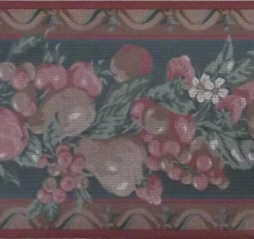 Country Kitchen Wallpaper Border Apple Pear Berries Red  