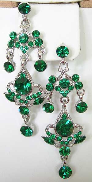 e46 Emerald Green Chandelier Swarovski Crystal Earrings  