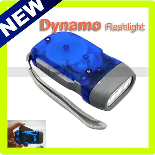 No Battery 3 LED Dynamo Crank Wind Flashlight Torch  